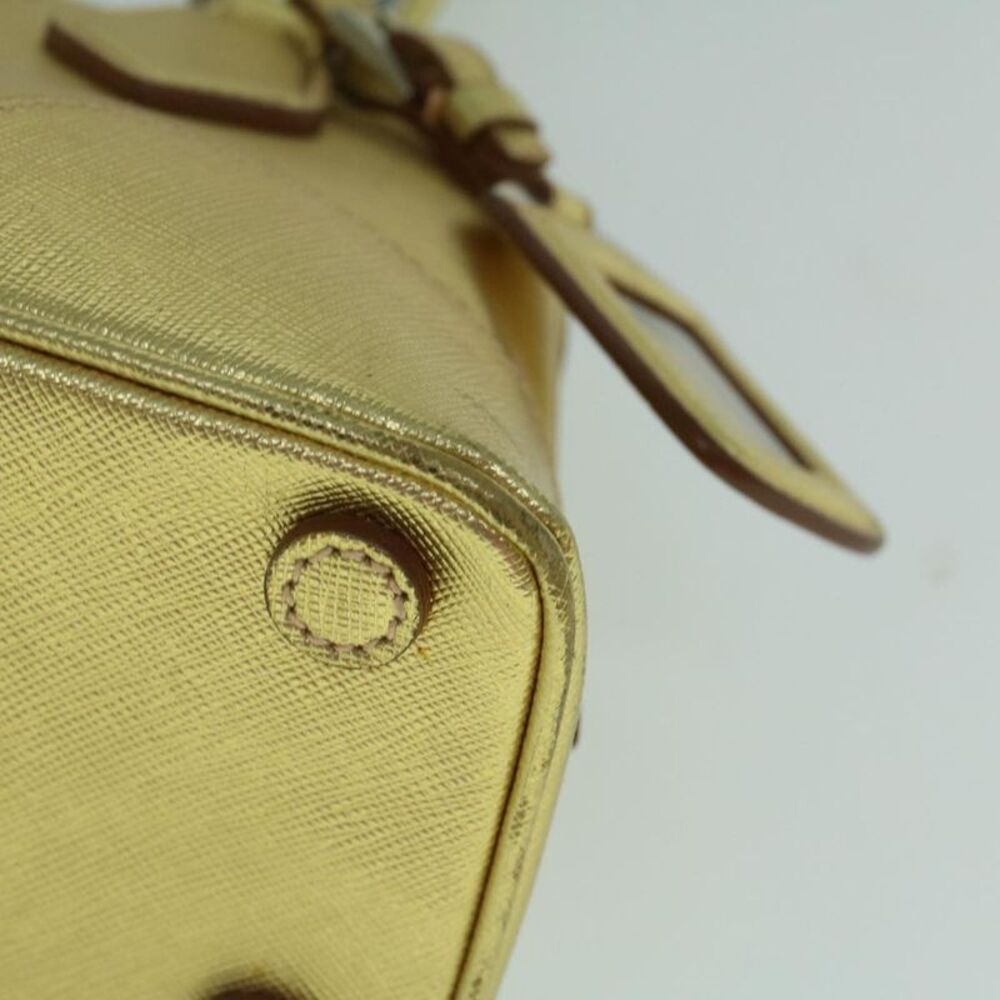 Prada Promenade Bag Saffiano Leather Gold Leather Handbag (Pre-Owned) - Picture 11 of 16